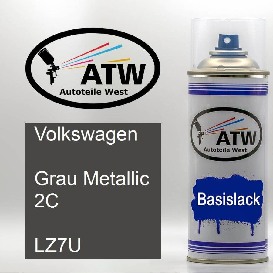 Volkswagen, Grau Metallic 2C, LZ7U: 400ml Sprühdose, von ATW Autoteile West.